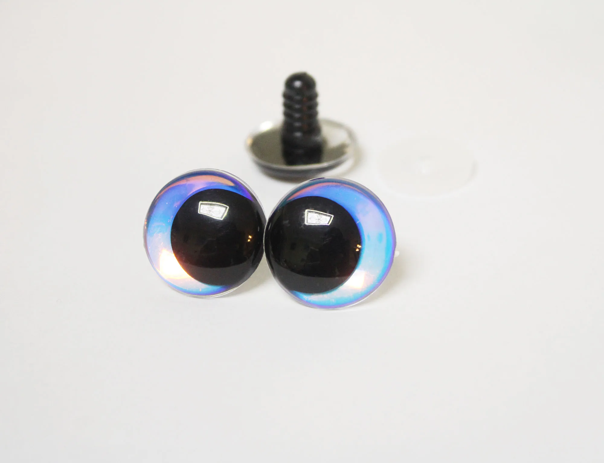 5 Paar Kreaturen-Puppenaugen, gemischte Farben, 12 mm bis 28 mm, rund, komisch glitzernde Spielzeugaugen mit Unterlegscheibe – HC10 – Detail 1