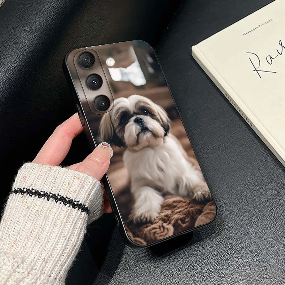 حافظة هاتف Pet Shih Tzu Dog لهاتف سامسونج جالاكسي S25، S24، S21، S22، S23، S30، Ultra، S20، Plus، Fe، Lite، Note، 10,9,5G غطاء أسود
