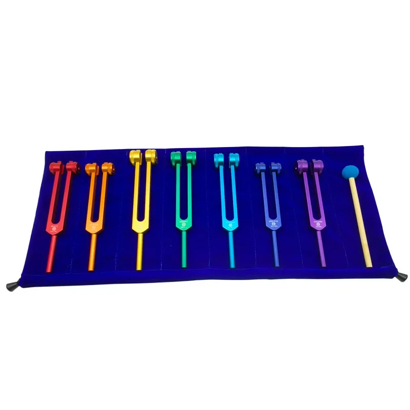 8pcs Chakra Tuning Forks Set Colorful Aluminum Alloy Diapason Professional Tuning Fork Sound Healing Meditation Diapazon Fork