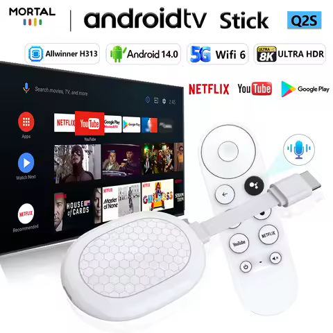 HOT Android 14.0 Allwinner H313 TV stick Q2S TV BOX Support Google Play Youtube Dual 2.4/5 G Wifi 6 BT 5.0 8K Video Decoding