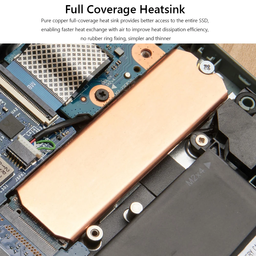 Disipador térmico M.2 de cobre de 0,5mm, 2242, 2280, SSD, radiador de disco de estado sólido con almohadilla térmica de silicona para ordenador portátil y de escritorio