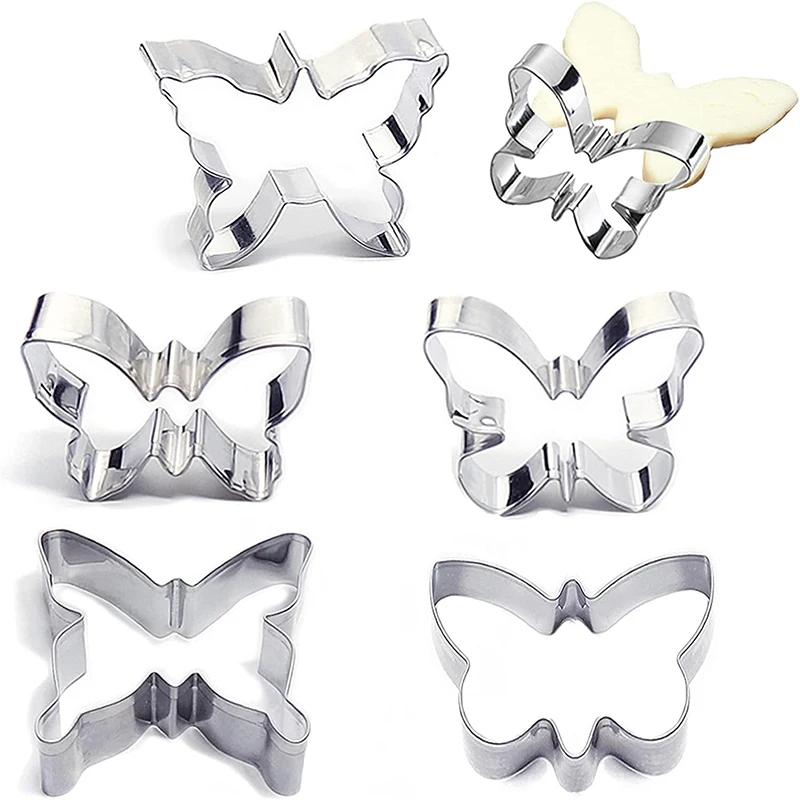 Stainless Steel Biscuit Mold Set,Butterfly Cookie Cutter Kit,DIY Cake Decoration Tool,Chocolate Pastry Baking Snacks Mold, 5Pcs