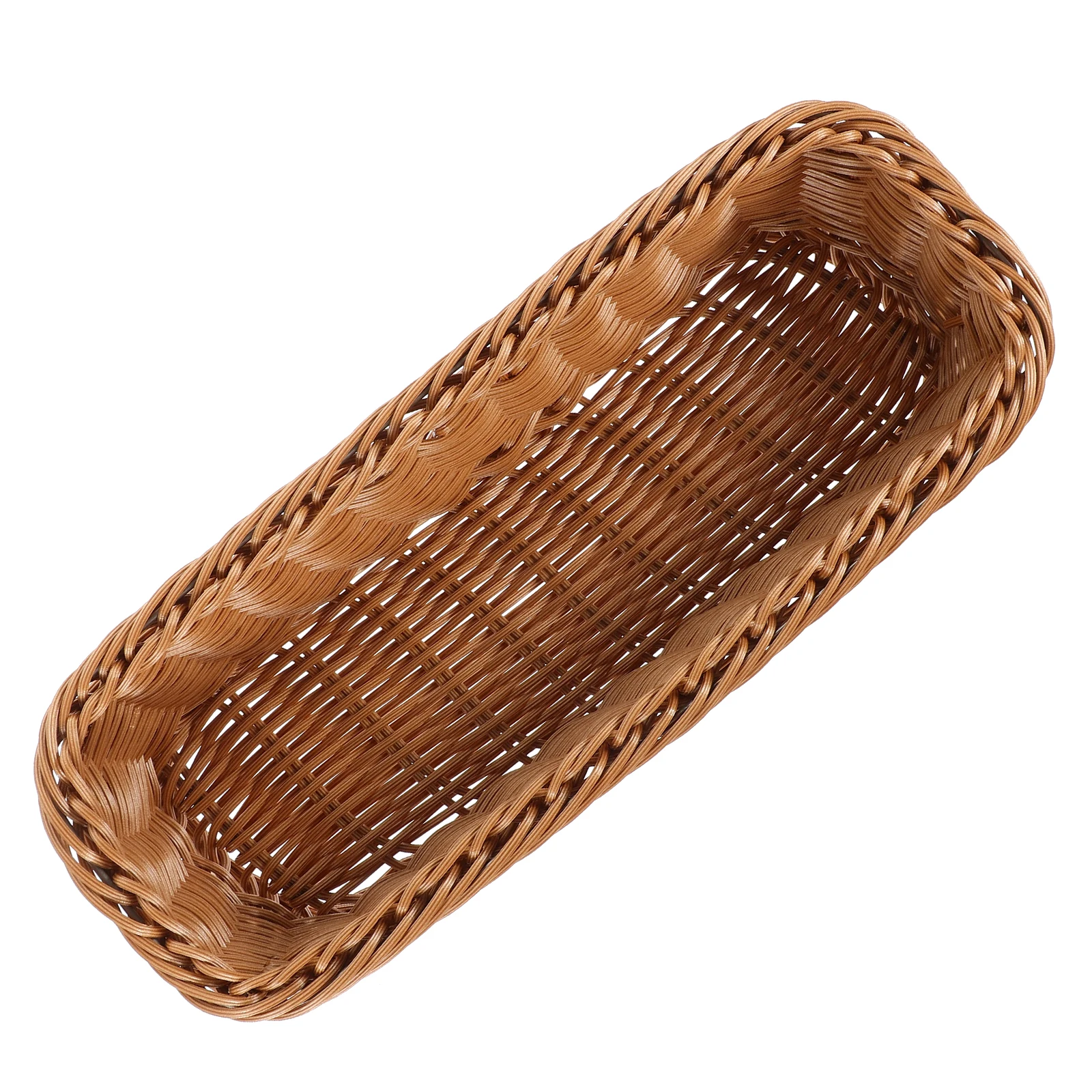 

Imitation Rattan Woven Basket Cutlery Storage Organizer Kitchen Sundry Fruit Snacks Container Home for Dining