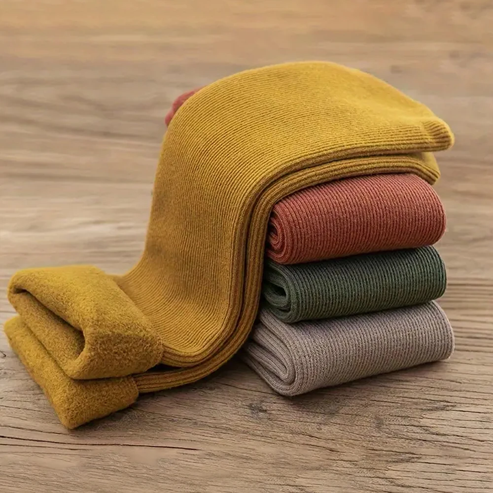 4 أزواج من الجوارب النسائية الصلبة الشتوية الدافئة، جوارب حرارية سميكة، جوارب ثلج غير ملحومة للجنسين