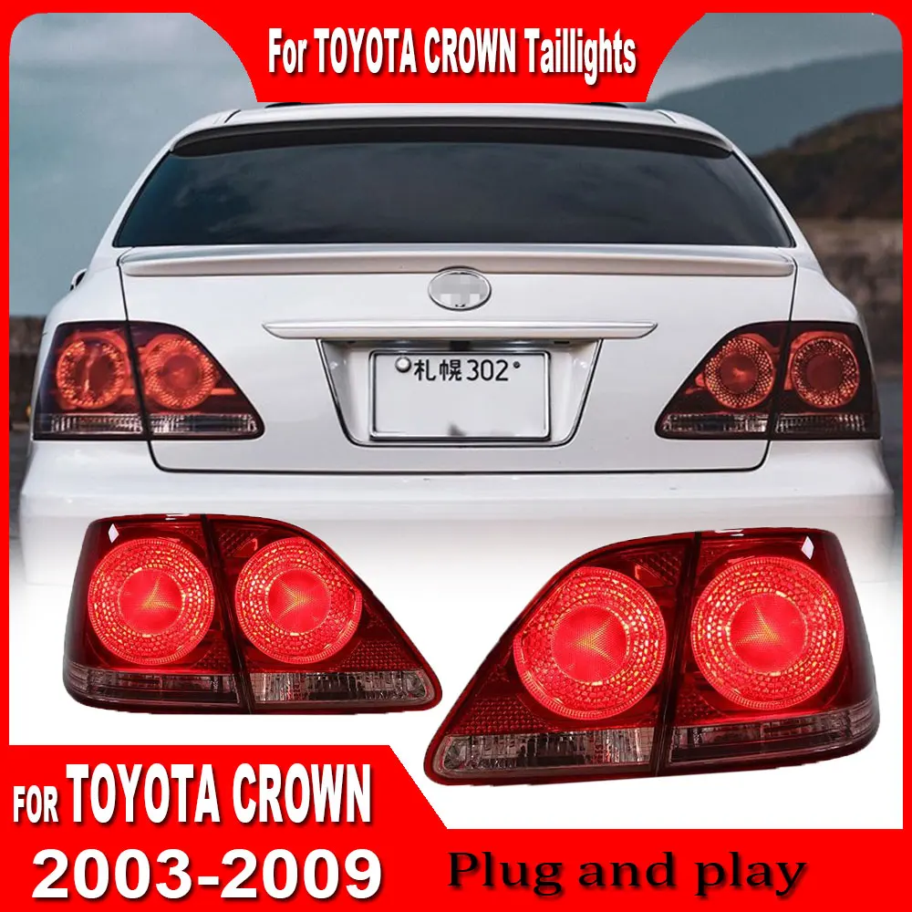 

Автомобильные фары, задний фонарь для Toyota Crown, задний фонарь 2003-2009, светодиодный светильник DRL, задний фонарь с автоматическим сигналом, динамические аксессуары