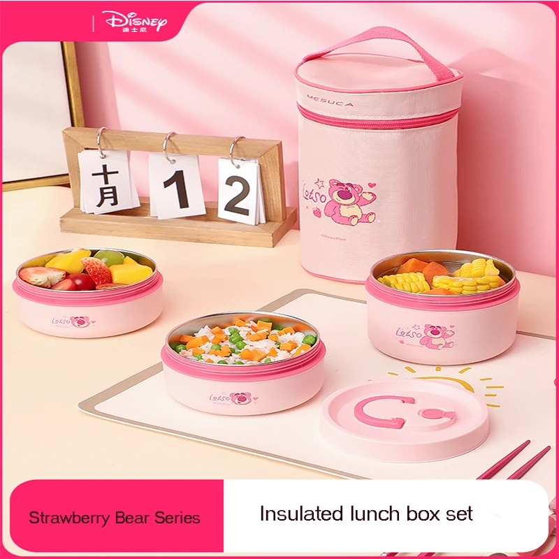 

Kawaii клубничный медведь многослойный изолированный ланч-бокс с микроволновым подогревом студенческий бенто ланч-бокс ведро миска для супа