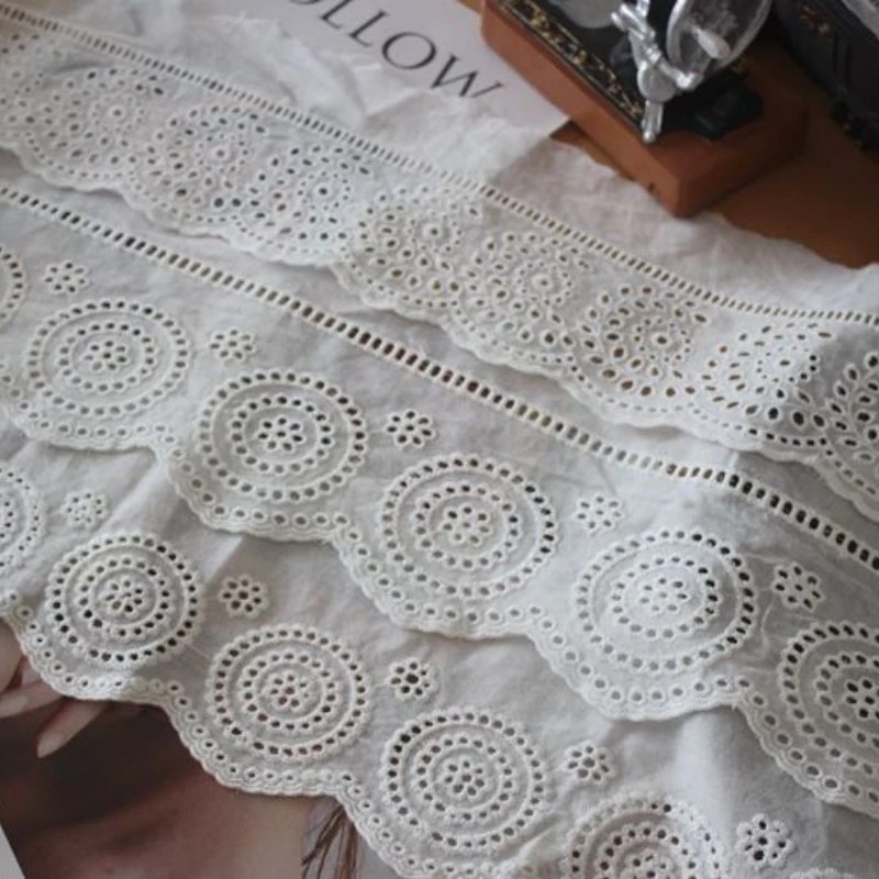 Cotton Embroidered Lace Fabric, Tablecloth, Home Textile, Handicrafts, Decoration, Trim, 5Yards per Lot