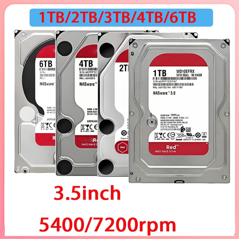VVD 레드 NAS 4TB 3TB 3.5인치 내장 하드 드라이브 HDD SATA 6GB/S 2TB 1TB SATA 64MB 캐시 HDD 데스크탑용 WD10EFRX WD20EFRX WD30EFRX 썸네일 5