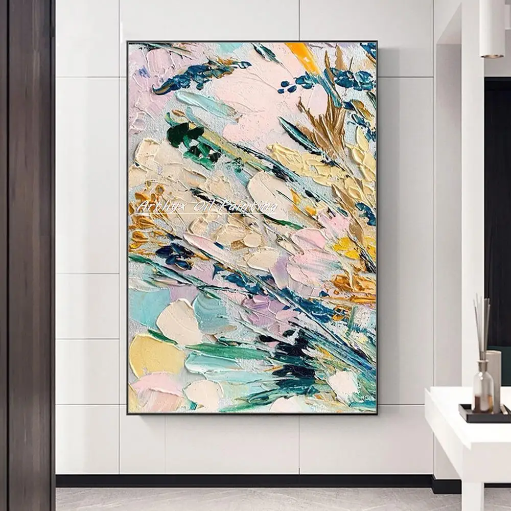 

Arthyx,Handmade Colorful Thick Texture Abstract Oil Paintings On Canvas,Large Modern Wall Art Picture For Living Room Home Decor