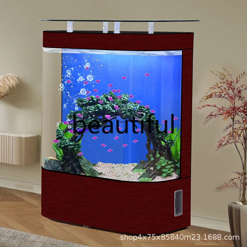 Source factory big bend goldfish tank living room medium household glass against the wall floor ecological lazy aquarium