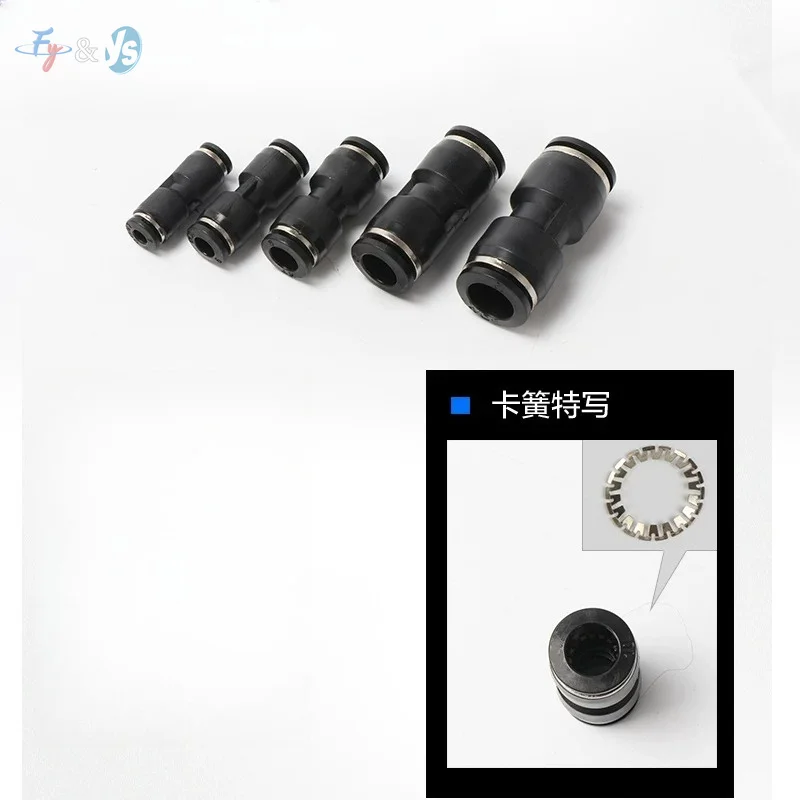 10PCS Black Pneumatic Pipe Connector 3/4/6/8/10/12/14/16mm Air Quick Fittings Push In Connect For PU Tube Cylinder Air
