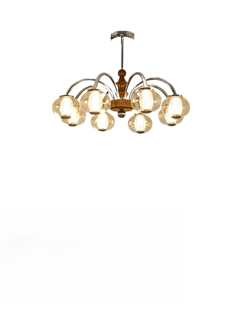 

Medieval style living room chandelier 2025 new Chinese retro walnut color high-end hall