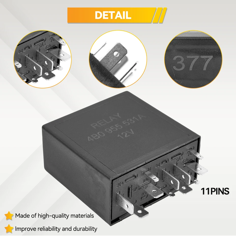 377 11 Pin Intermittent Delay Wiper Motor Control Relay For VW