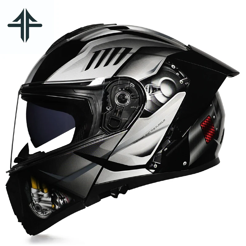 ORZ-B09 motorcycle helmet, open face helmet, large tail wing, motorcycle riding, double mirror full face helmet