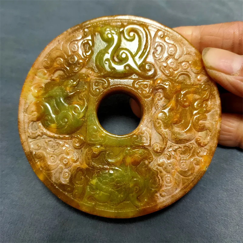 

Miscellaneous Vintage Crafts Xiu Jade Carving Hollow Four Divine Beasts Auspicious Beast real stone Pendant Wholesale
