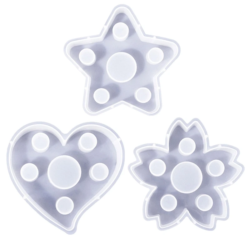 M2EA Candlestick Mold Star/Heart/Flower Mold Porous Holder Silicone Mould Gypsum Decorations Moulds