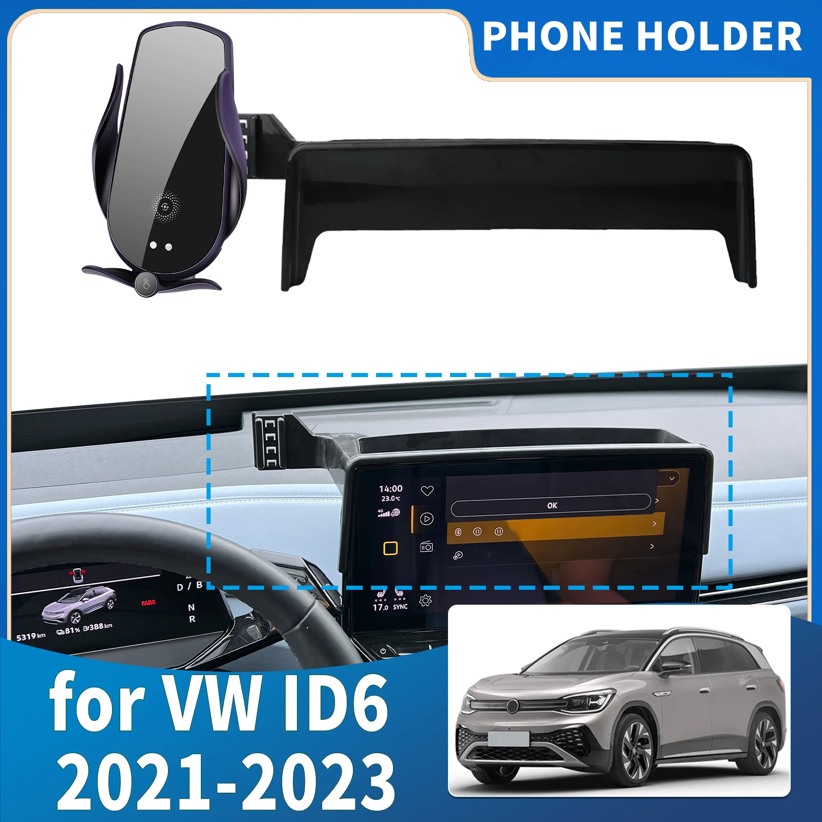 

fit for VW ID6 ID.6 2021 2022 2023 Integrated Screen Mount Phone Holder Mount Car accessoires