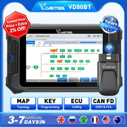 VDIAGTOOL VD80BT Car Automotive Diagnostic Scanner Topology Map Key Programing 42+Resets All System Active Test CANFD DOIP FCA