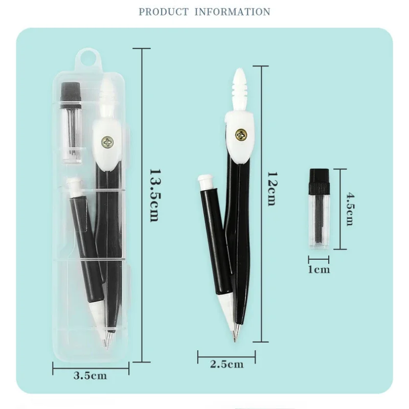 Brújula de dibujo de acero inoxidable para estudiantes, herramientas de dibujo geométrico de matemáticas para círculos, suministros escolares para papelería para estudiantes