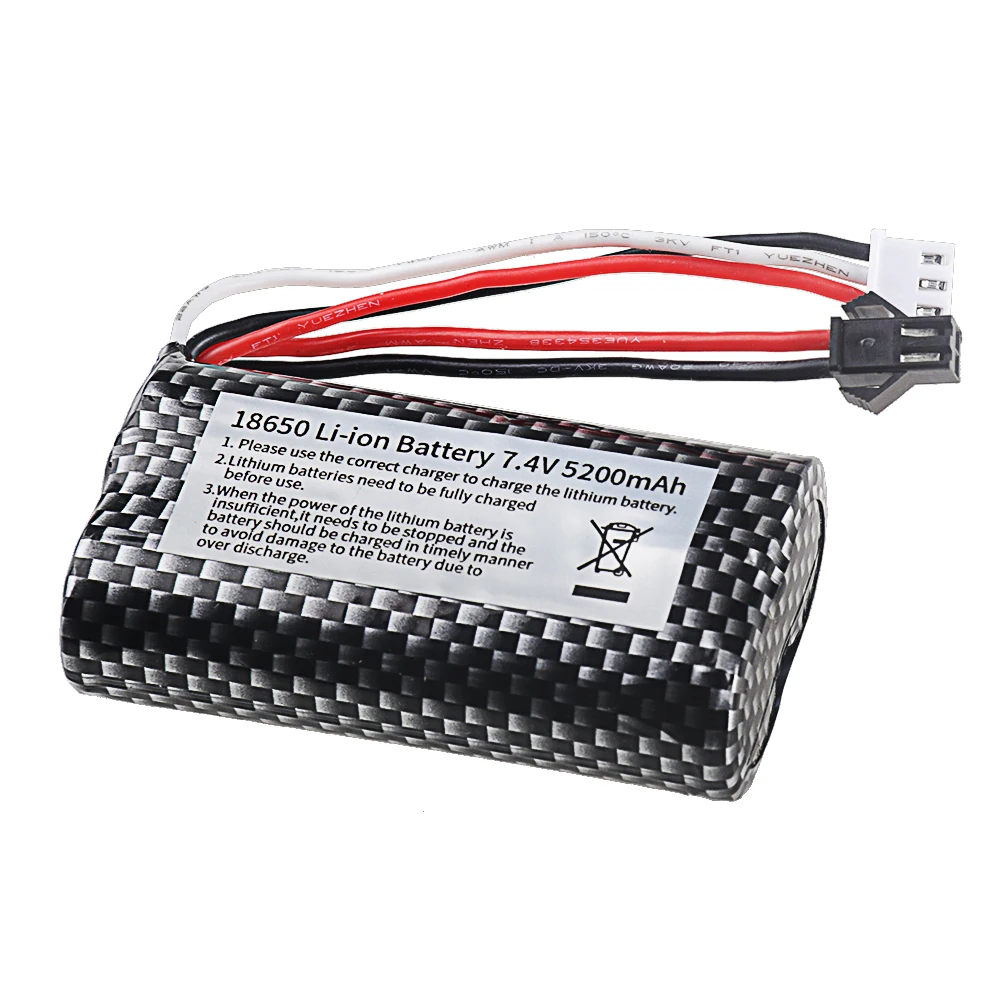 18650 7.4V 5200mAh Li-ion battery with Charger For WPL MN99S D90 U12A S033g Q1 H101 Rc Toys Cars Boats Cars Drones Accessories - view 2
