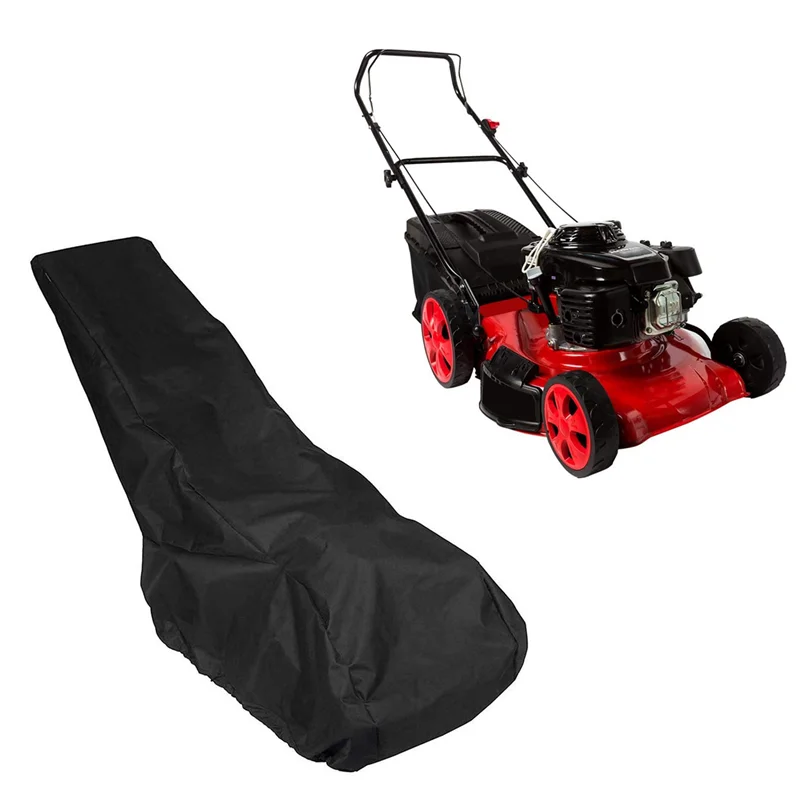 ABGE-2 Pcs 193X63.5X112cm Black Universal Waterproof Lawn Mower Rain Cover Garden Overall Size Drawstring Weather Protection