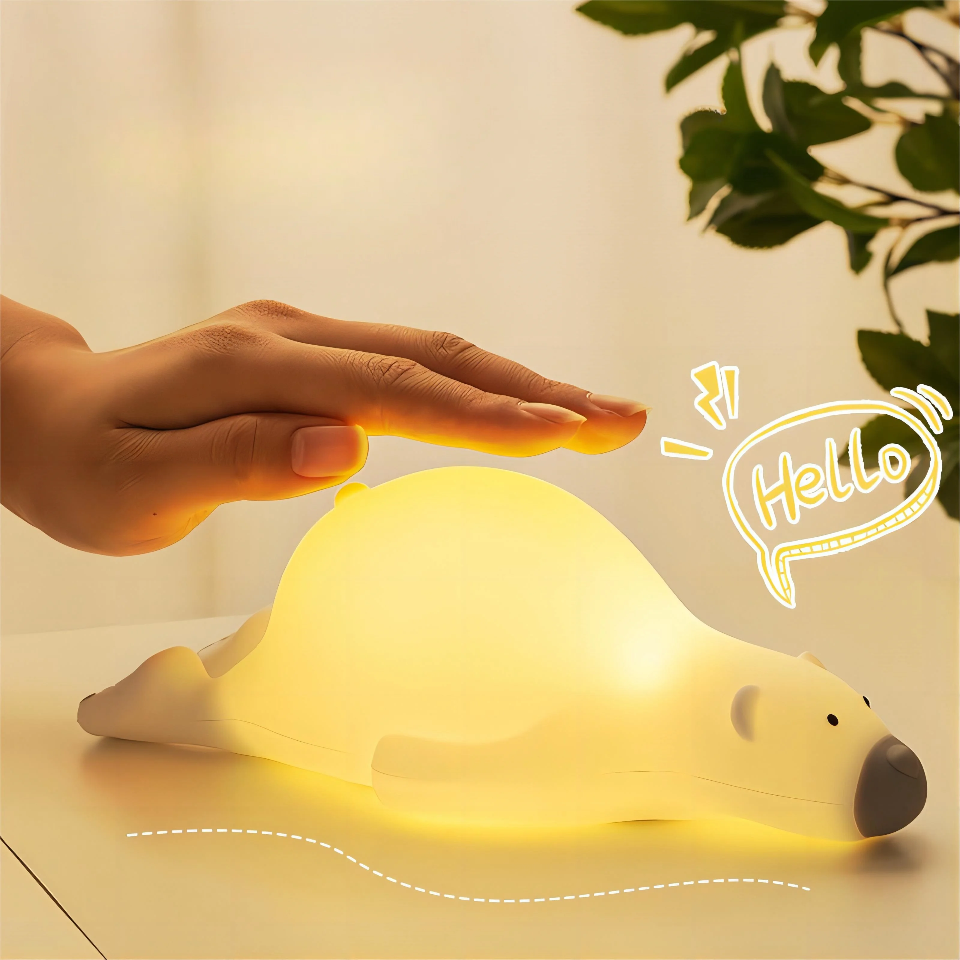 LED Night Light Cute Duck Rechargeable Pat Silicone Lamp Bedside Table Cartoon Child Nightlights Home Room Decor Birthday Gifts