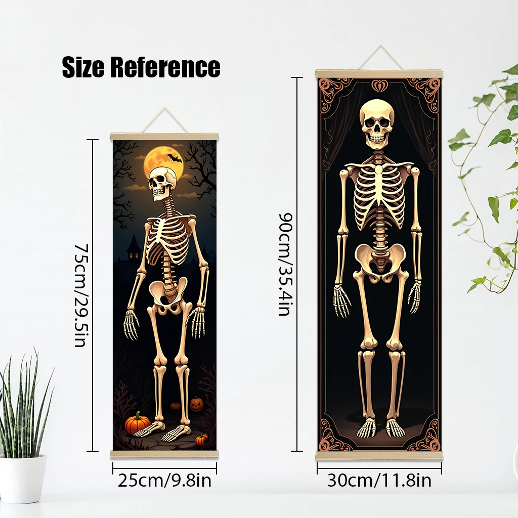 Halloween Skeletons Poster Outdoor posters   Scroll Canvas Wall Hanging Painting Home Decor Anime Wall Art Room Decoration