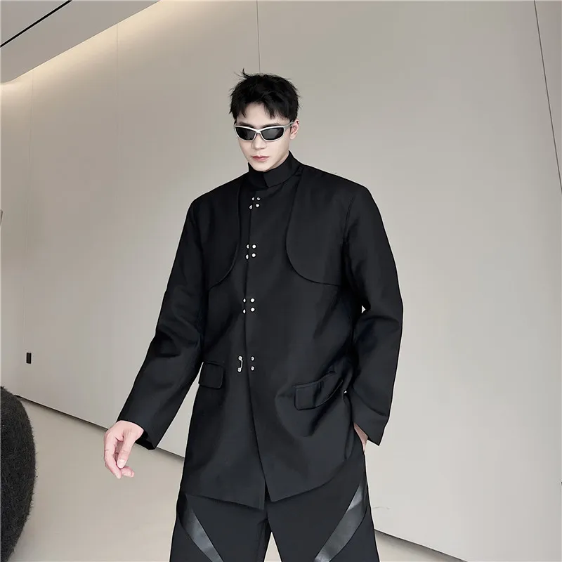 

Trendy Chinese Sle Metal Bule Design Spring New Arrival Jaet Youth Casual Faion Anti-Wrinkle Polyester Long Sve Coat