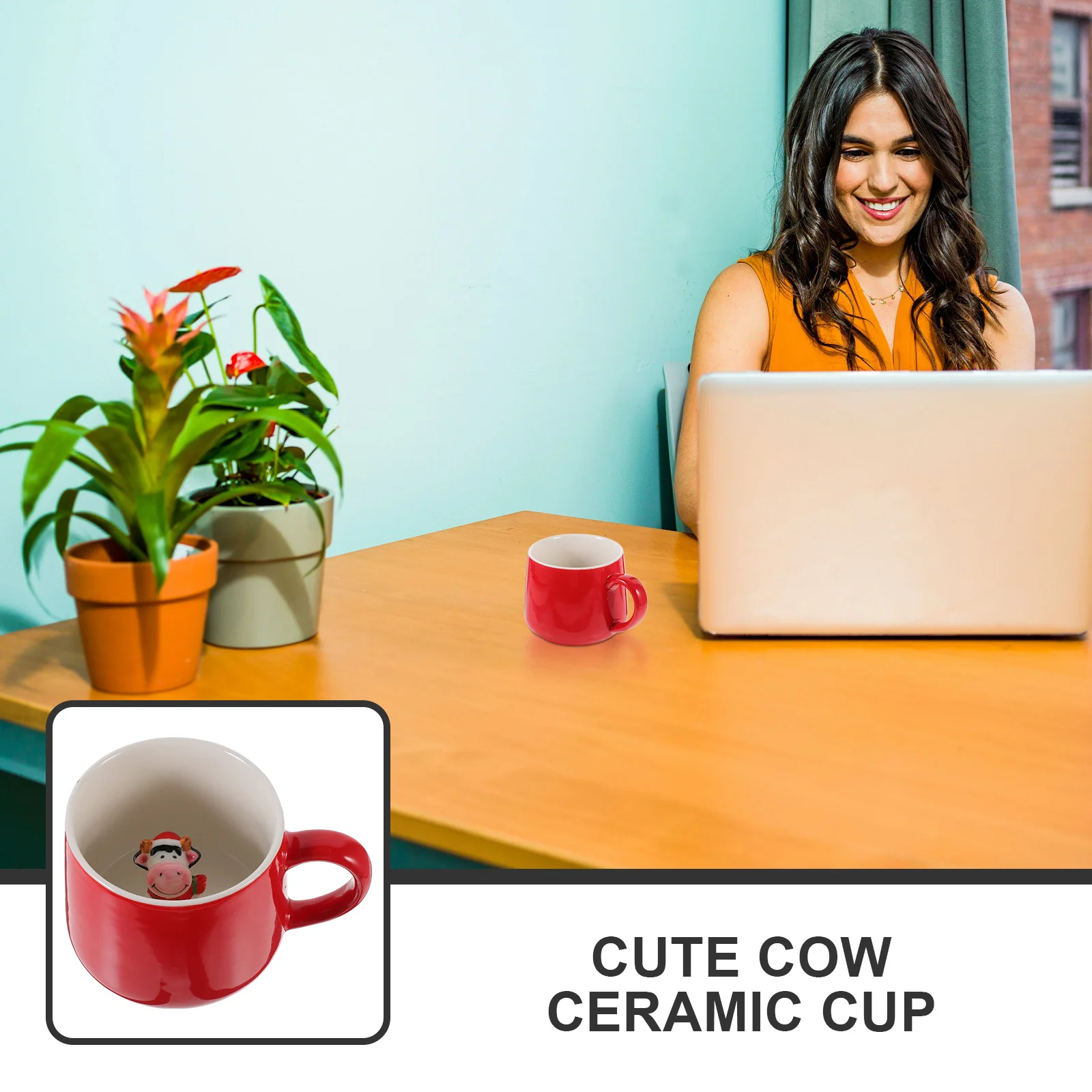 

Ceramic Cow Mug Cute 3D Large Capacity Milk Coffee Cup Decorative Party Home Beverage Cup Gift Idea