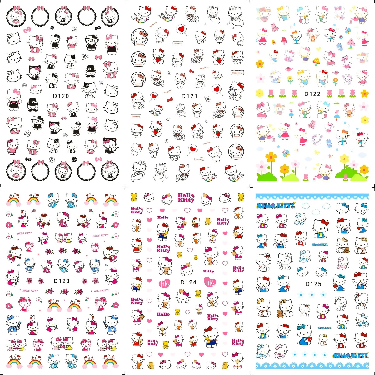6PCS Lightweight Sanrio Nail Stickers Colorful Character Nail Art Decor Japanese Style Student Party Daily Wear Stickers