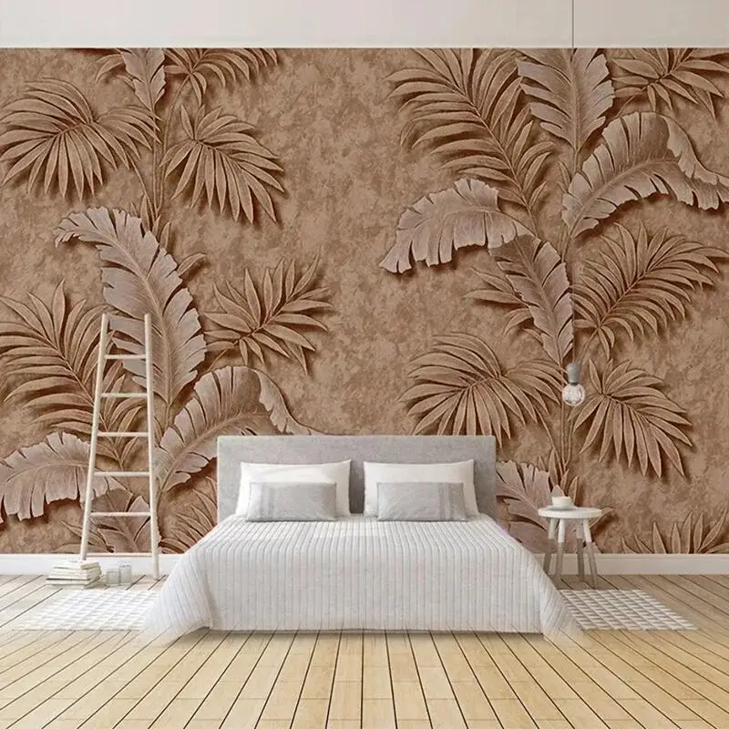 

Custom Mural Wallpaper 3D Embossed Tropical Plant Leaves Decor Living Room Sofa TV Background Photo Wall Paper Papel De Parede