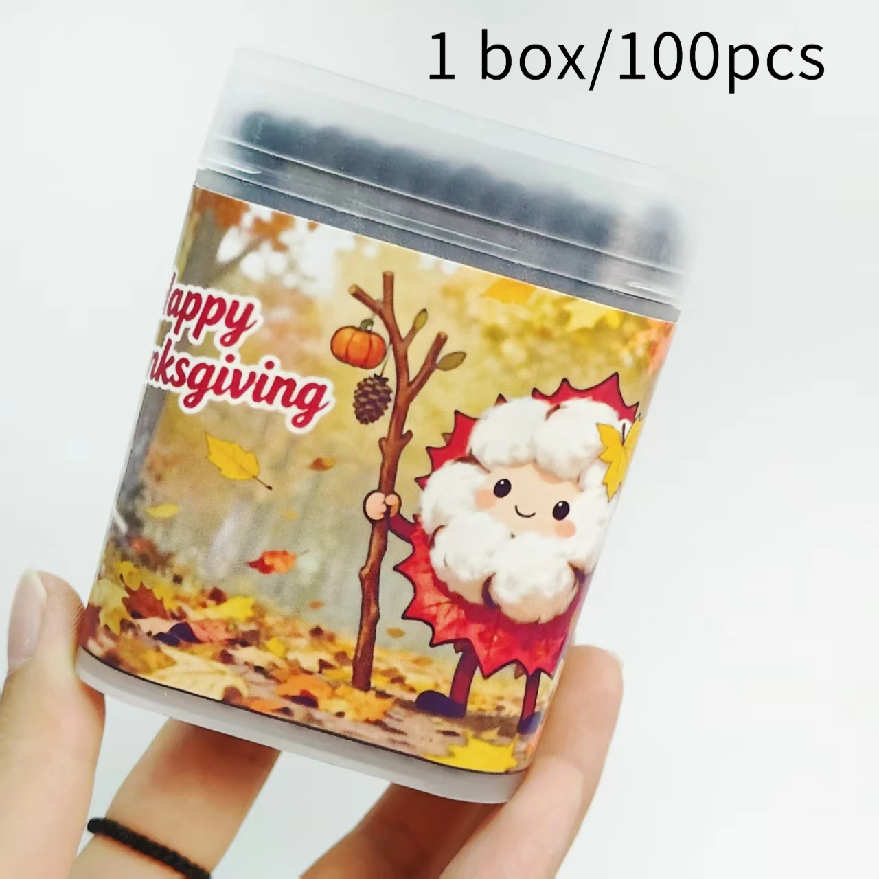 성인용 추수감사절 테마 양면 면봉 300개, 창의적인 추수감사절 요소, 검은색 면봉