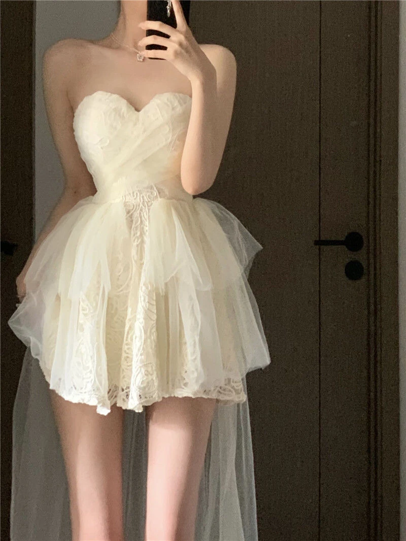 Ele hoch tailliertes A-Linien-Spitzenkleid Dr. Sexy One-Shoulder-Prinzessink-Kleid mit Schleppe ort Svel Summer Fairy T Dr