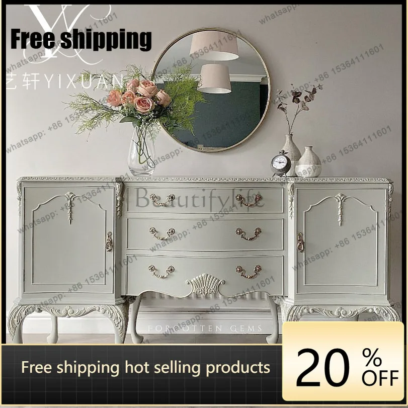 XX French retro white entrance cabinet American living room decoration cabinet