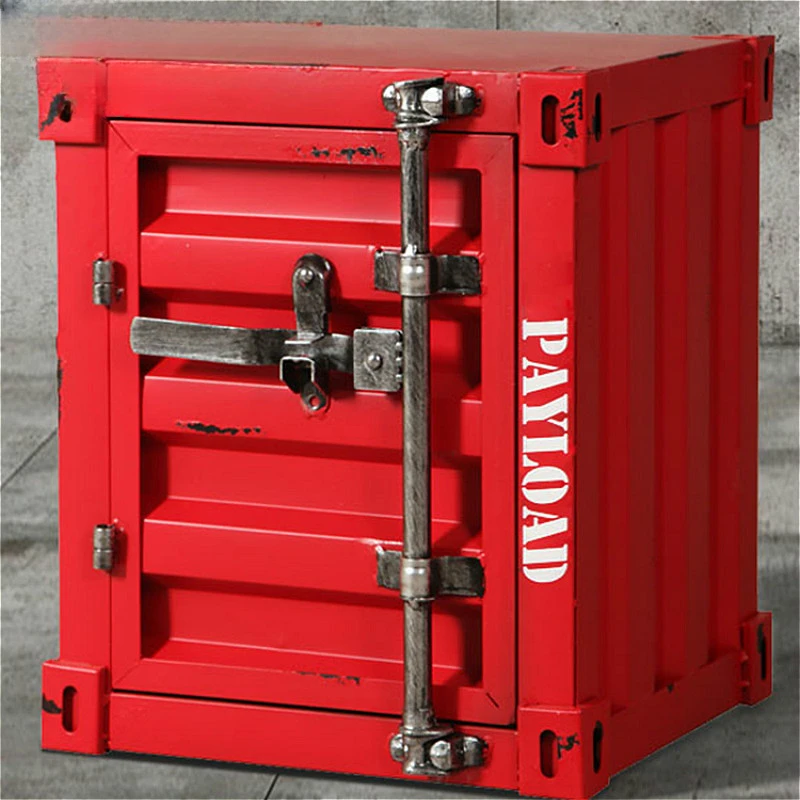 

Customized Industrial Container Iron Bedside Small Cabinet Bedroom Bedside Table Creative Decorative Storage Locker Side Cabinet