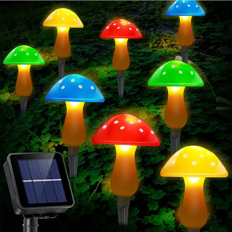 

8LEDS Solar Panel Mushroom Fairy Light Garden Outdoor Decor Waterproof Night Lamp Yard For Christmas Wedding Party Decoration