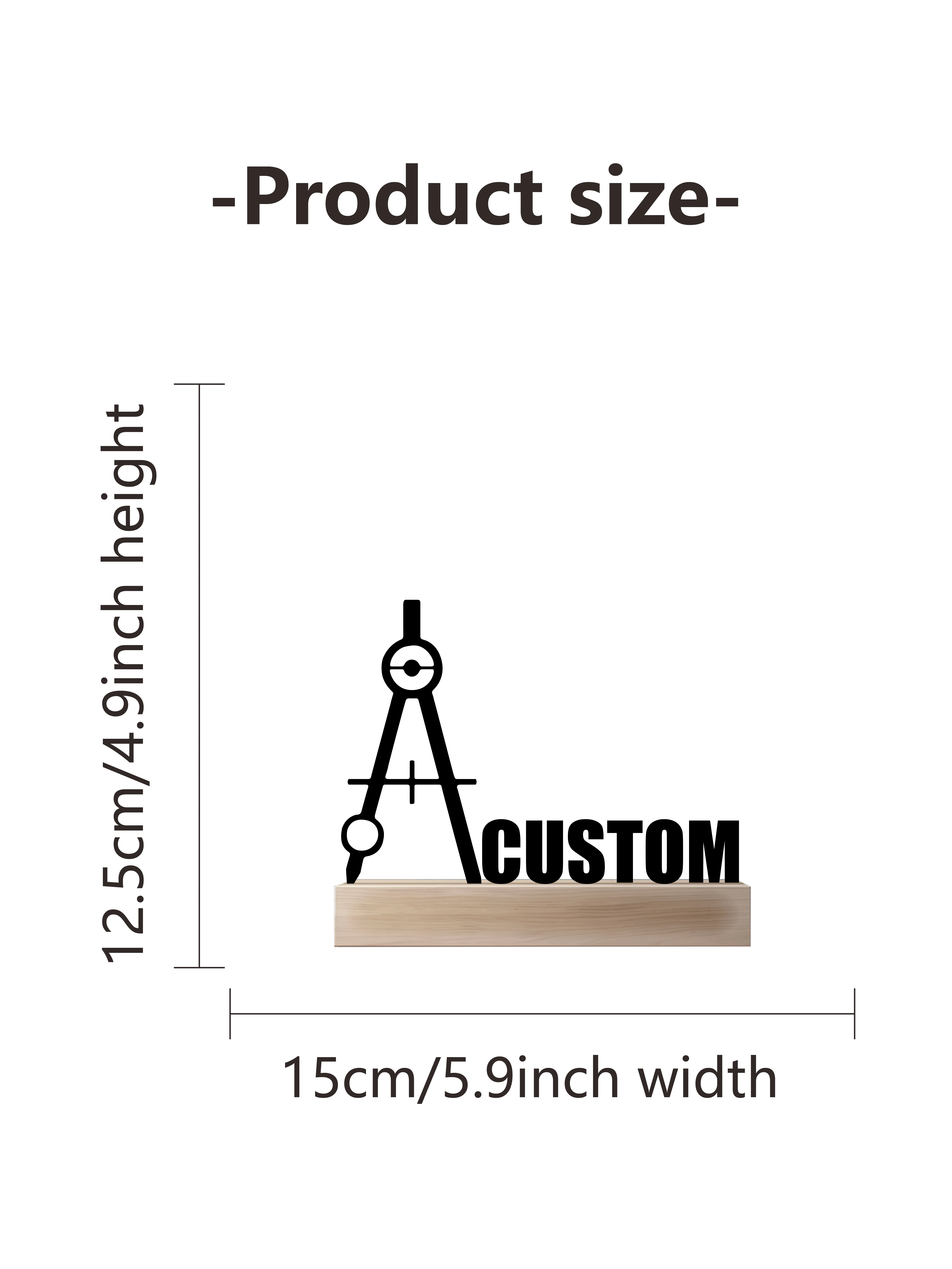 1 pc hot sale Hanging bells Customized Text Iron Ornament Tin Statue Art Crafts With Wood Base Home Table
