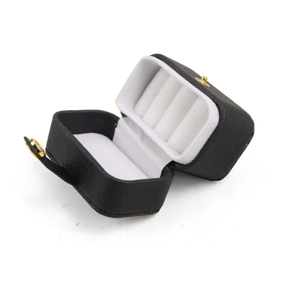 

New PU Leather Jewelry Box Organizer Flip Cover Mini Ring Earrings Holder Portable Storage Display Box Travel
