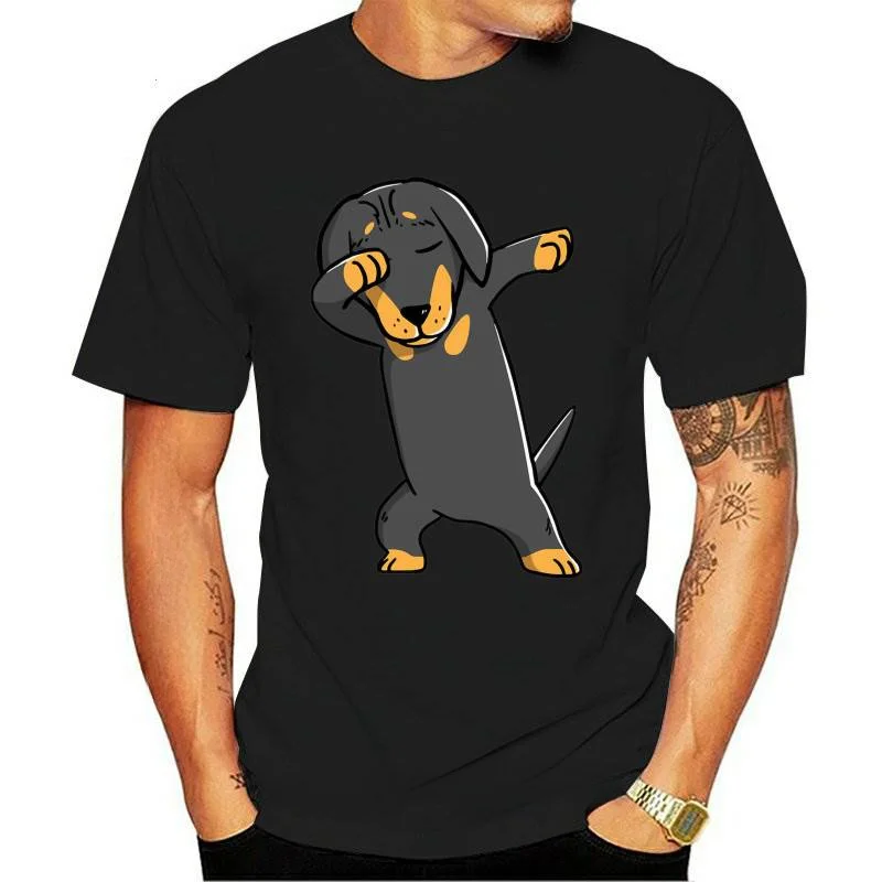 Man Clothing Cool Dabbing Dachshund Design T-shirt Unique Fashion T-Shirt Funny Doxie Print Casual Tees Summer Round Collar 2024