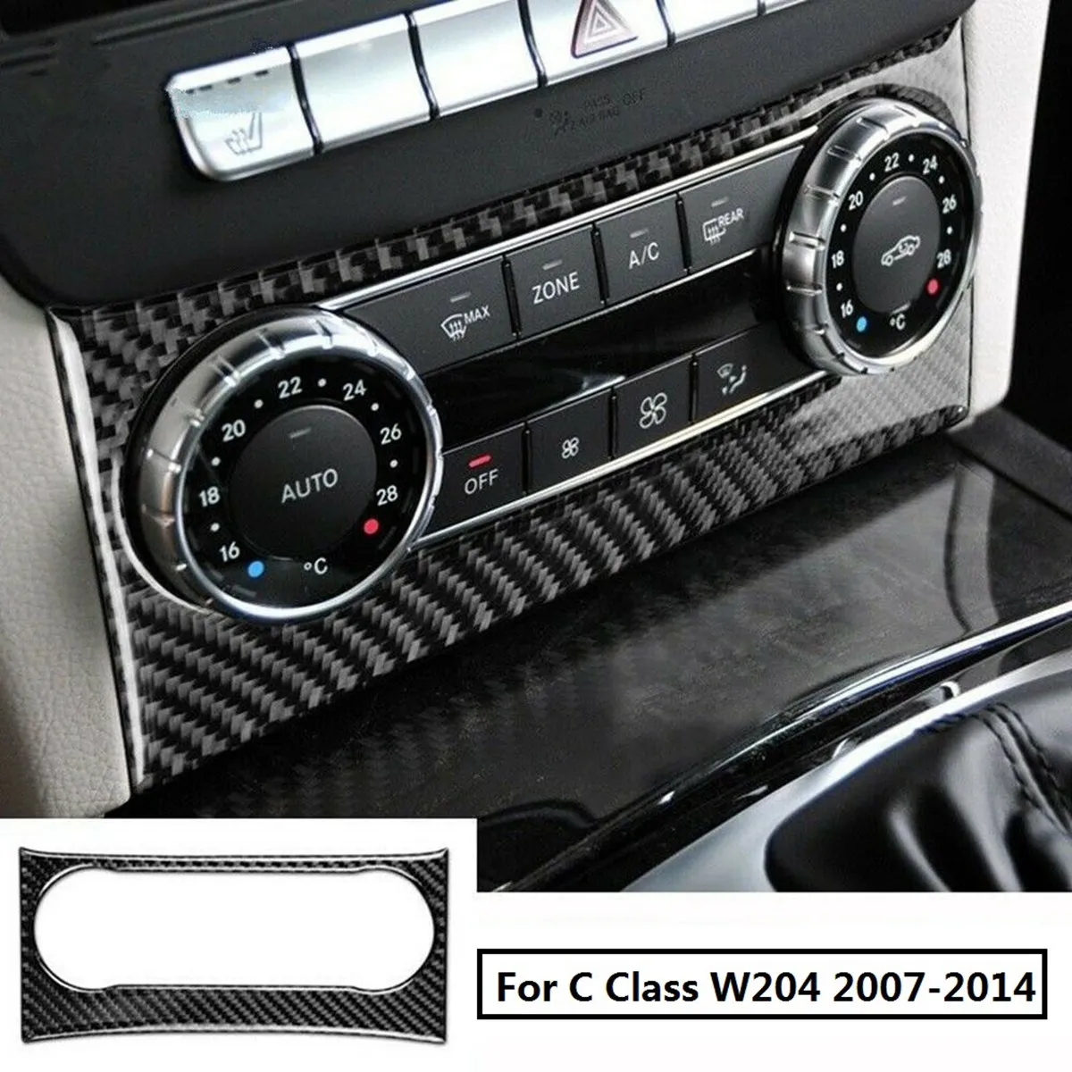 NOUVEAU - EN STOCK - Garniture de protection de la console centrale en fibre de carbone pour Mercedes Benz Classe C W204 2007-2014 C180 C200 C220 C