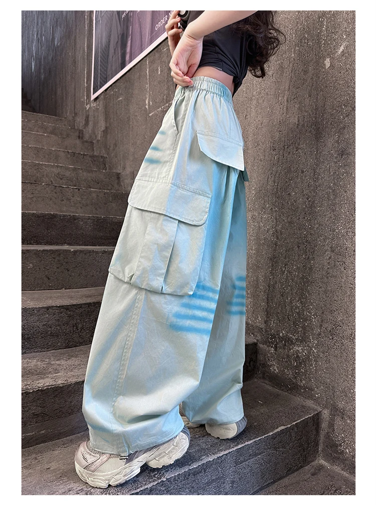 Kinder Y2K Neue Lässige Baumwoll-Cargohosen Gothic-Sprühdruck-Hosen Mädchen Mode Streetwear Unterteile Kinderbekleidung Jogginghosen – Detail 17