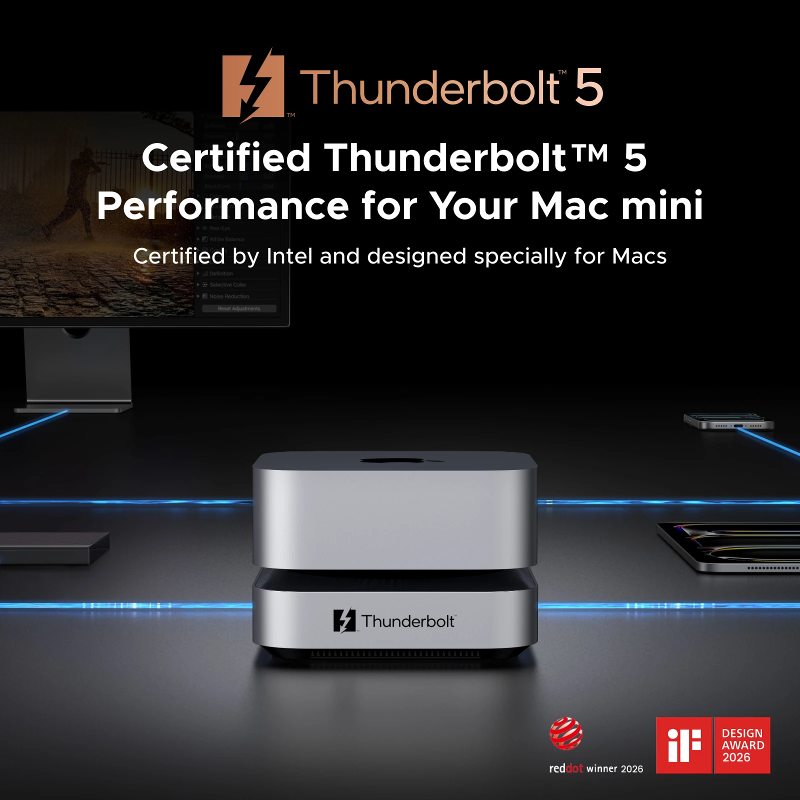 UGREEN Thunderbolt 5 120Gbps Stacja Dokująca do Mac Mini M.2 NVMe SSD DP 8K60Hz SD4.0 USB-A 10Gbps dla Mac Mini M4/M5 Pro/M6 HUB — zdjęcie produktu 3