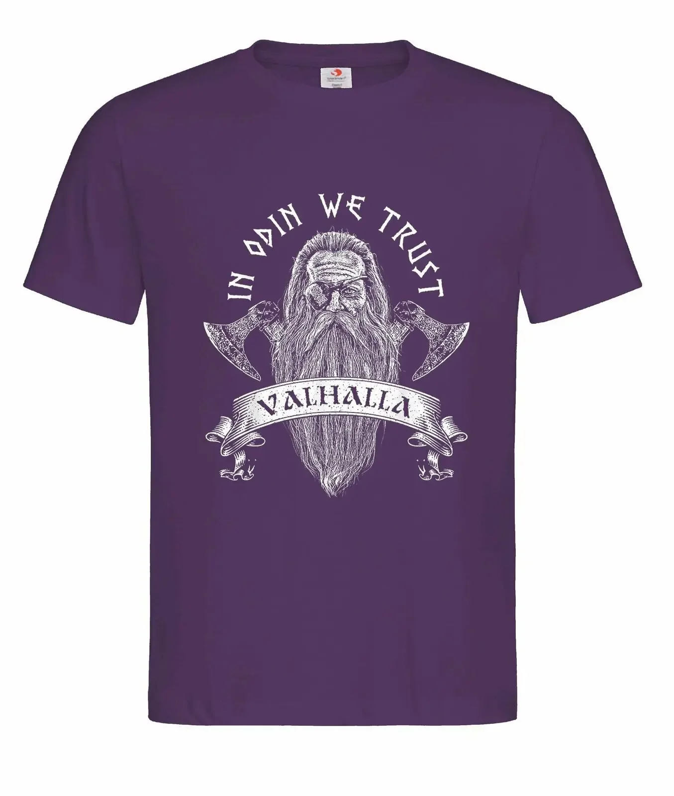 In Odin We Trust. Nordic Warrior Crossed Axe Valhalla T-Shirt New 100% Cotton O-Neck Short Sleeve Summer Casual Mens T-shirt
