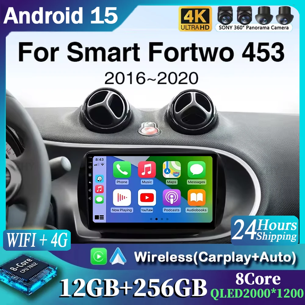 

Android 15 For Mercedes Benz Smart 453 Fortwo 2014 2015 2016 -2020 Car Radio Player Multimedia Navigation GPS RDS Stereo Carplay