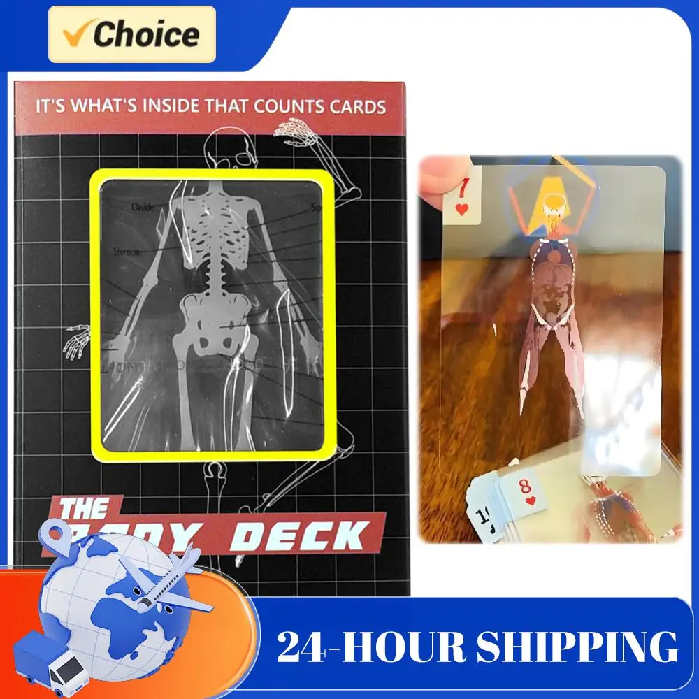 The Body Deck Cards Reusable Body Transparent Playing Cards Multi-Purpose Human Anatomy Playing Cards for Anatomy Enthusiasts