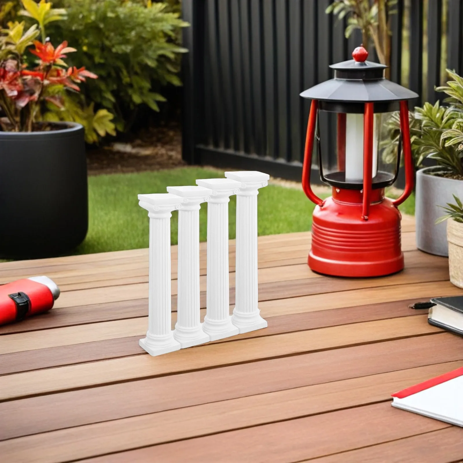 

4pcs Plastic Roman Column Large Miniature Pillar Statue Diy Decor For Home Garden Wedding Party Sand Table Photo Prop Desk