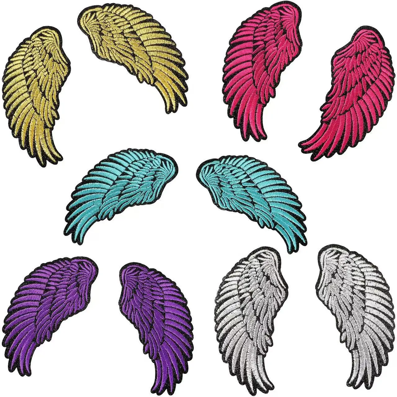 2pcs Angel Wings Embroidery Patch Leather Embroidery Decoration Patch Stitched Book Bag Shoes Hats Ironing Clothes Holes Repair