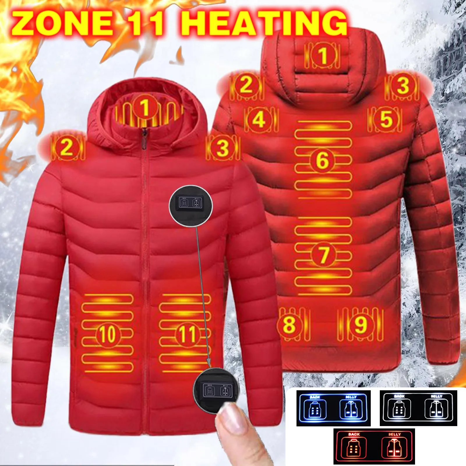 

Women Winter Warm USB 11 Intelligent Heating Areas Parkas Thermostat Outwear Electric Heated Versatile Ski Jacket Lady Down Coat