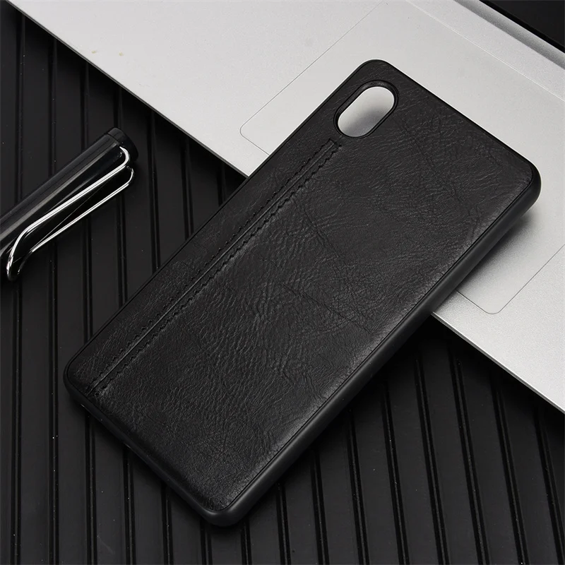 For Sony Xperia Ace III Case Calfskin Soft Edge PU Leather Hard Phone Cover For Xperia Ace III Y!mobile, A203SO Edition Case