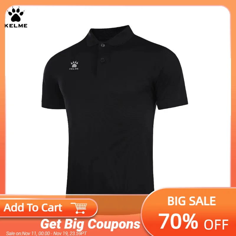 

Kelme Polo Shirt Men Summer Quick Drying Short Sleeve T-shirt Club Training Football Uniforms Custom Culture Shirt